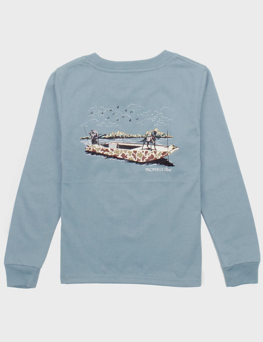 Boys Boat Ride LS Steel Blue