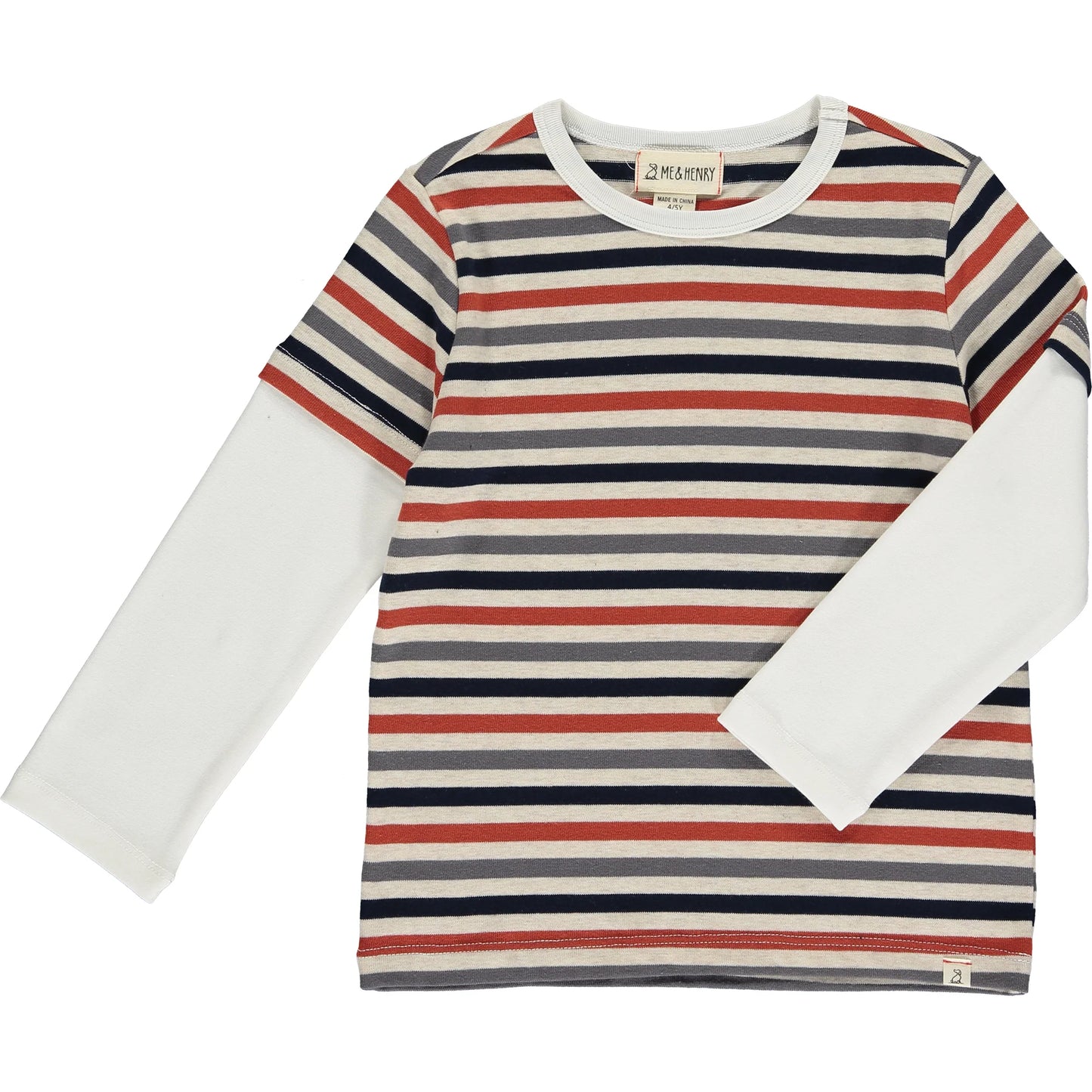 Toddler- Multi Brown Stripe CAMERON Mock Sleeve Tee