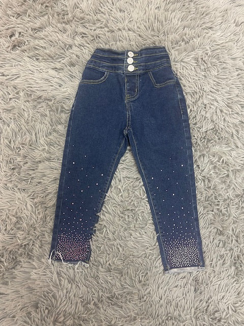 Blue Denim with Pink Rhinestones