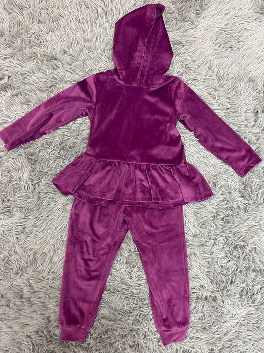 Plum Velour Hooded Tunic & Jogger