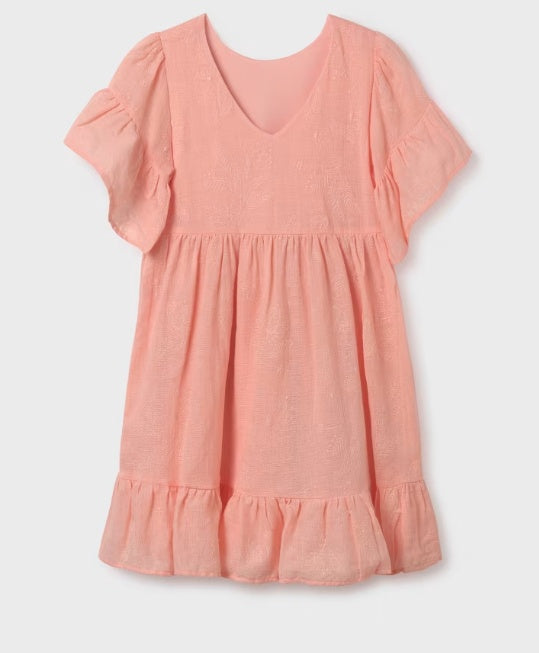 Peach Embroidered Dress