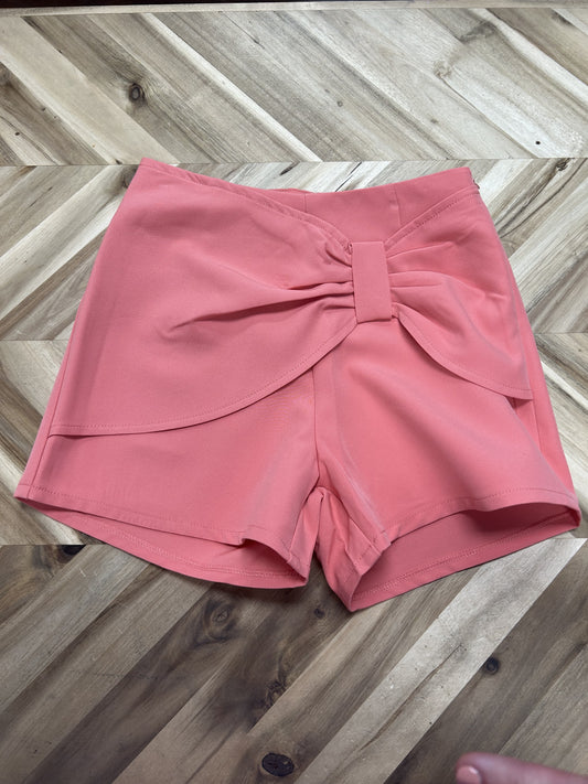 Peach Shorts With Bow Detail