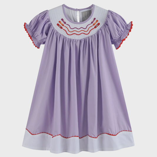 Purple Crayon Smocked Dress