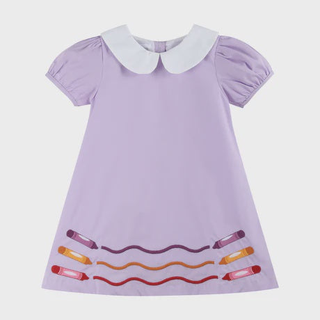 Purple Crayon Collared Dress