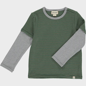 Green Stripe CAMERON Boys Mock Sleeve Tee