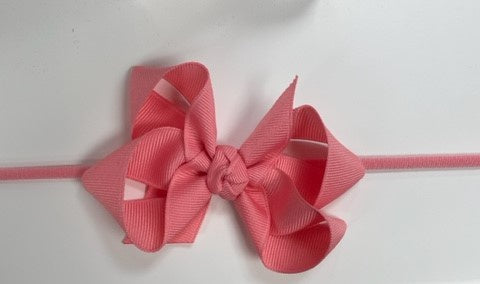 Bubblegum Pink 1/4" Pantyhose Headband w/ 3.5"  Bow