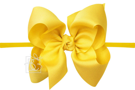 Bright Yellow 1/4" Pantyhose Headband w/ 4.5" Bow