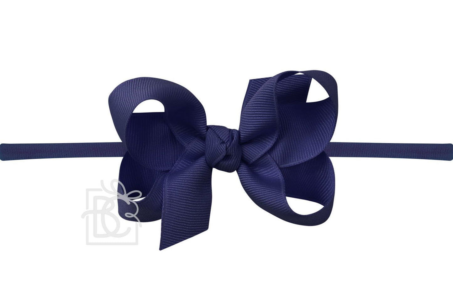 Navy 1/4" Pantyhose Headband w/ 3.5" Bow