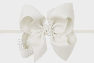 Antique White 1/4" Pantyhose Headband with 5.5" Bow