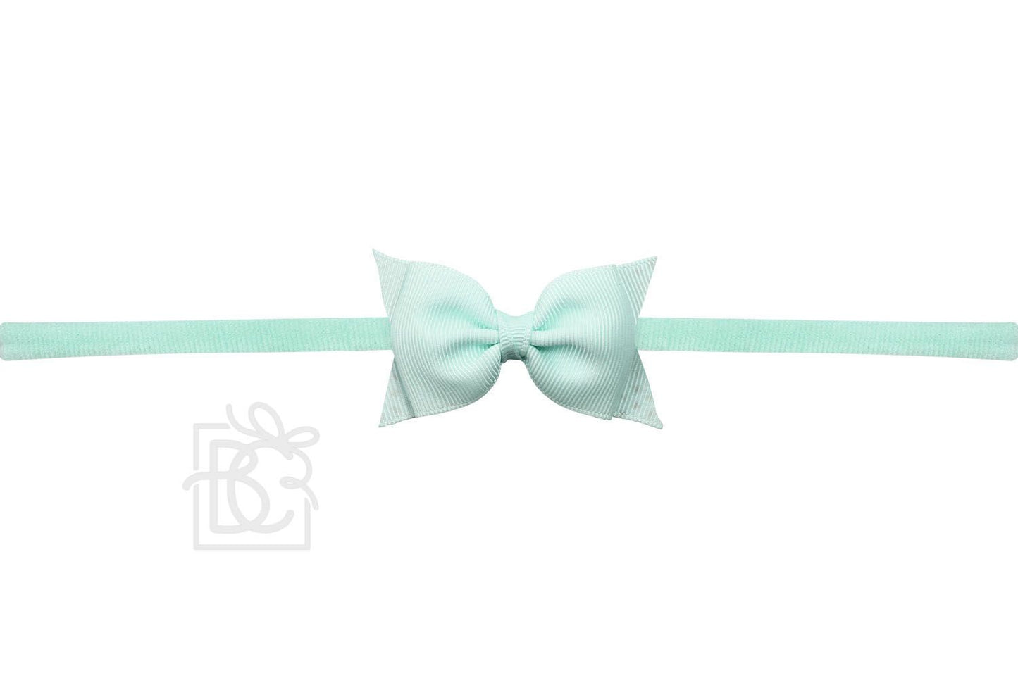 Aquamarine 1/4" Pantyhose Headband with 2.5" Flat Bow