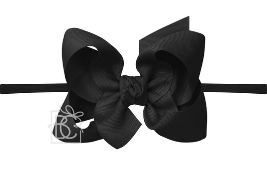 Black 1/4" Pantyhose Headband w/ 4.5" Bow