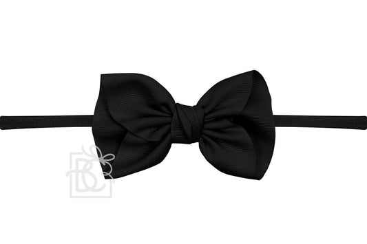 Black 1/4" Pantyhose Headband w/ 2.5" Anne Bow