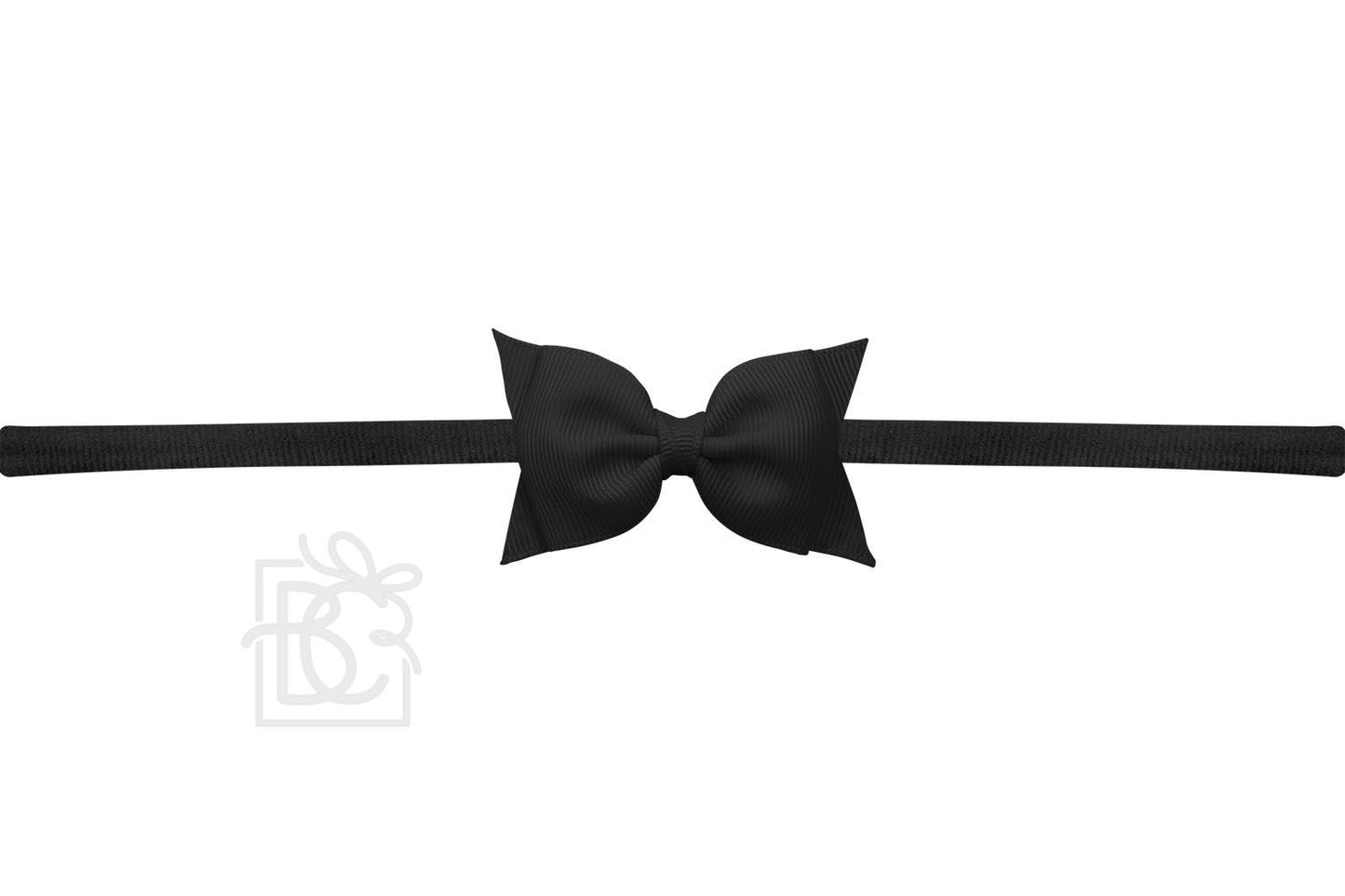 Black 1/4" Pantyhose Headband with 2.5" Flat Bow