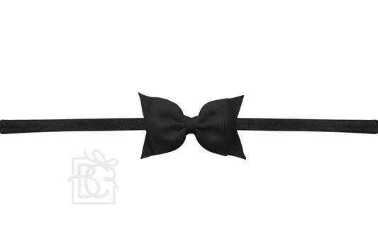 Black 1/4" Pantyhose Headband with 2.5" Flat Bow