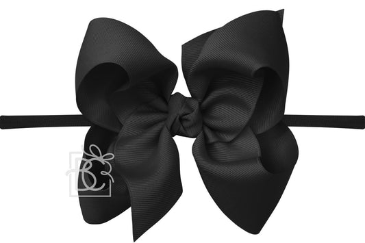 Black 1/4" Pantyhose Headband with 5.5" Bow