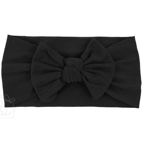 Black Wide Pantyhose Headband with Knot