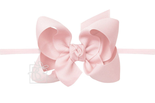 Light Pink 1/4" Pantyhose Headband w/ 4.5" Bow